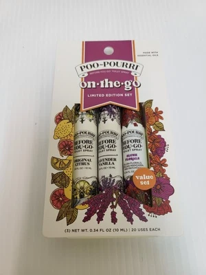 POO-POURRI Poo Pourri On The Go Travel Pack 3 Scents Citrus Lavender Blush Floral 10ml Each