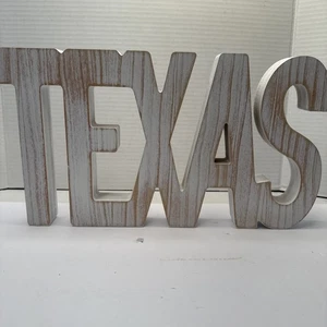 White Wash 1 Inch Wood Texas Word Wall Art Better Home And Garden Sign - Picture 1 of 7