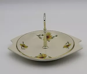 VINTAGE BEL-TERR CHINA TIDBIT SERVER - DAISY PATTERN 22K GOLD - Picture 1 of 4