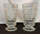 2 Colony Whitehall Clear Stacked Cube Iced Tea Straight Rim Footed Glasses