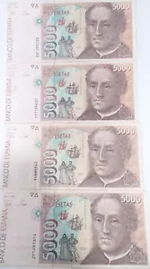 LOTE DE CUATRO BILLETES DE 5000 PTAS 1992 - Imagen 1 de 6