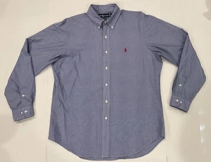 Camisa Ralph Lauren Para Hombre Azul Blanco Cuadros Guinga Rosa Logo L/S Talla 16-34/35 - Imagen 1 de 5