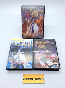 Phantasy Star 1 2 3 Set Mega Drive Sega MD Japan with Box Map Manual Cartridge - Picture 1 of 12
