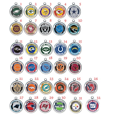 Football New Style  Glass Charms, Jewelry Making Charms - Image 1 of 2
