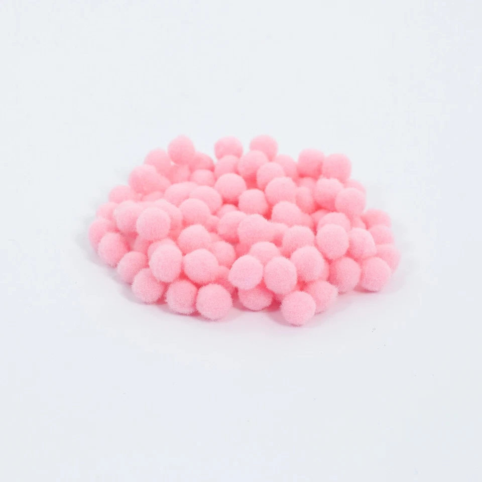 SHOWTHECROW.COM 7mm Baby Pink Pom Poms Pack Of 100 For Crafting