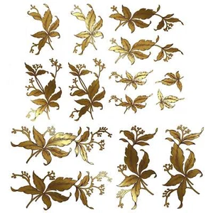 Calcomanías de cerámica con sobreesmalte surtidas de flores doradas - Imagen 1 de 3