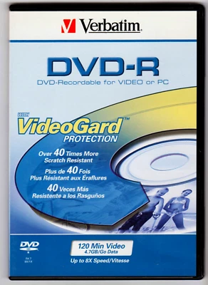 Verbatim DVD-R 4.7GB, 120 min, up to 8X Speed - Qty of 8 - New & Sealed - Image 1 of 2