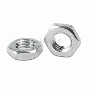 M8 M10 M12 M14 M16 Fine Pitch Thread Hex Half Thin Jam Nuts - Zinc Plated Steel - Picture 1 of 5