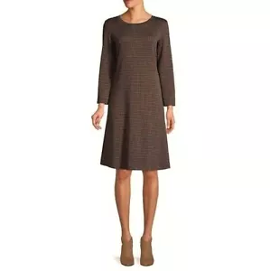 NEU Weekend Max Mara Perigeo Langarm Hahnentritt Kleid XS in Camel 285 $ - Bild 1 von 5