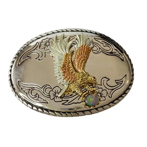 Two-Tone South Western Patriotic Winged Eagle with Stone Unisex Belt Buckle NEW - Picture 1 of 5