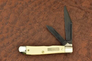 SEARS CRAFTSMAN MADE IN USA by SCHRADE SAWCUT DELRIN WHITE PEANUT KNIFE (12925) - Picture 1 of 2