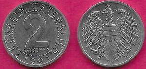 AUSTRIA 2 GROSCHEN 1991 UNC AQUILA IMPERIALE CON SCUDO AUSTRIACO SUL PETTO, HOLDIN - Foto 1 di 1
