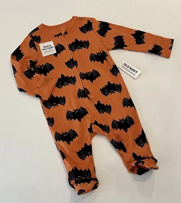 Old Navy Baby Halloween Footed Pajamas 0-3 Months Zip Sleep N Play Cute 1 PC New - Image 1 of 4