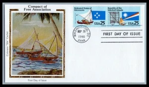 US FDC # 2506-2507 25c Micronesia Colorano pair  1990, 9p4758 - Picture 1 of 1