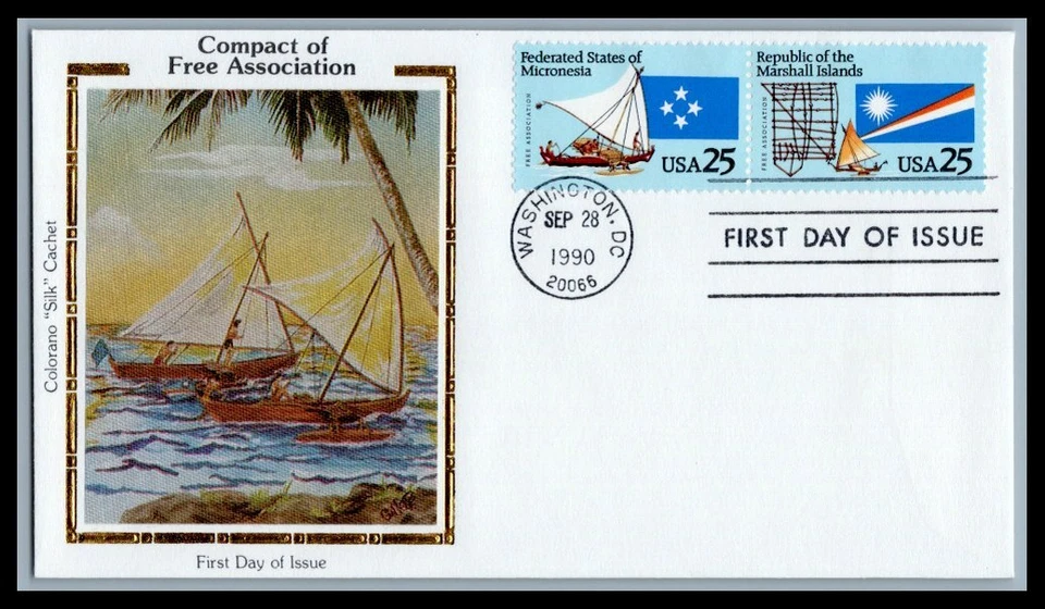 US FDC # 2506-2507 25c Micronesia Colorano pair  1990, 9p4758 - Image 1 of 1