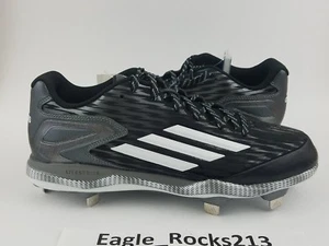 New Adidas PowerAlley 3 Men's Metal Baseball Cleats S Size 12 Black White S84762 - Picture 1 of 8