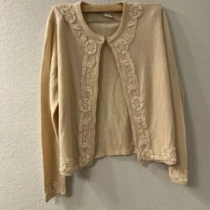 RARE Clifford & Wills Vintage Lambswool Pearl and Beaded Cardigan - Bild 1 von 5