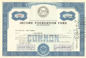 Income Foundation Fund 1960s Maryland stock certificate - Picture 1 of 1