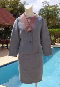 VINTAGE BILL BLASS for SAKS FIVE AVENUE KLAPPENDETAIL JACKE ROCK ANZUG Gr. 10 - Bild 1 von 12