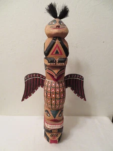 Vintage Totem Pole Northwest? Four Faces Wings Hair 19.5" - Picture 1 of 10