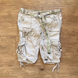 Miss Me Y2K Khaki Cargo Bermuda Shorts Gr. L Hellbraun Taschen Bindegürtel Taillengürtel - Bild 1 von 9