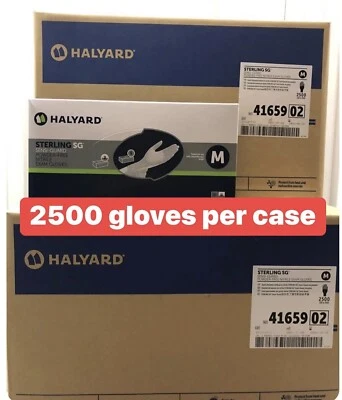 HALYARD 2500 per case , STERLING MEDIUM NITRILE EXAM GLOVES POWDER FREE 41659