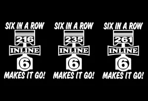 2 INLINE SIX 216-235-261 ENGINE PISTON DECALS STRAIGHT 6 STICKERS STOVEBOLT I6 - Foto 1 di 1