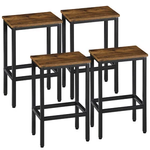 Bar Stools Set of 4 Counter Height 25.6" Backless Dining Stool Wood Top Footrest - Picture 1 of 18