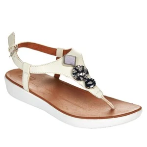 FitFlop Womens Jeweled Sandals Lainey Thong Slingback NEW Choose White or Black - Picture 1 of 8