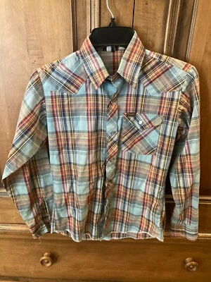 VINTAGE YOUTH WRANGLER PEARL SNAP SHIRT LONG SLEEVE 12-14 - Image 1 of 3