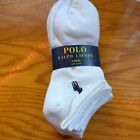 POLO Ralph Lauren Women's LOW CUT Athletic SOCKS 6 PACK White w/ Black  PONY