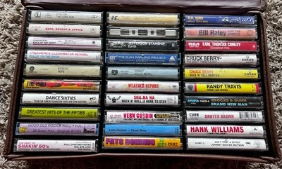 Lot of 30 Cassette Tapes & Carry Case 60’s 70’s & 80’s  Rock, Country - Image 1 of 4