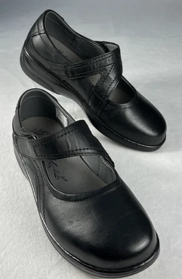 Propét Golda Mary Jane 低跟黑色皮革矫形单肩带乐福鞋 — 第 1/4 张图片