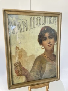 Vintage Art Nouveau French Poster Advertising Van Houten Framed  - Picture 1 of 7