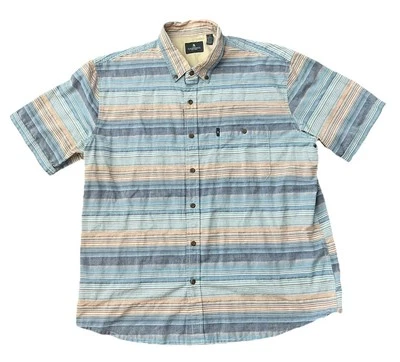 GH Bass Co Manga Corta Abotonada Rayas Tonos Azules Para Hombre Talla XL Ropa Informal Foto 1 de 4