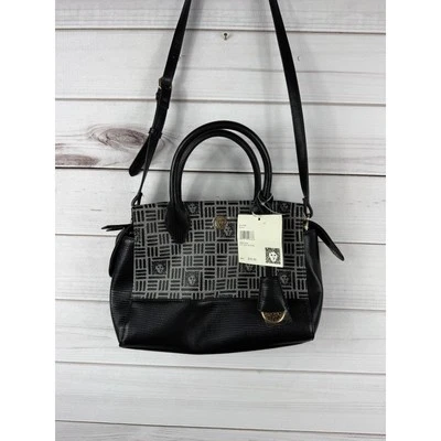 Anne Klein black monogram satchel purse, brand new with tags - Image 1 of 4
