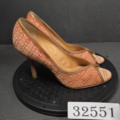 Carlos By Carlos Santana Shoes Womens Size 10 Orange Tweed Peep Toe Heels - Image 1 of 4