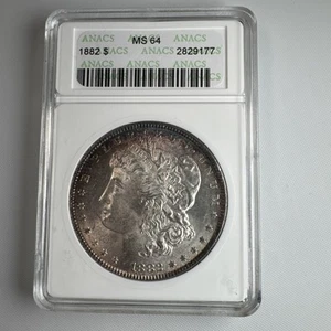 1882 Morgan Silver Dollar ANACS MS 64 SOAPBOX - Beautiful Rim Toning - Picture 1 of 4