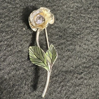 Broche prendedor vintage firmado Avon blanco flor rosa única  Foto 1 de 2