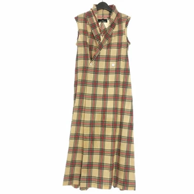 Casaco longo COMME des GARCONS tricot anos 90 arquivo xadrez sem mangas bege usado - Imagem 1 de 4