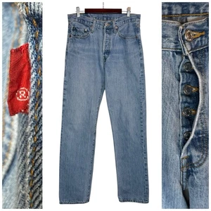 Vintage Levi’s 501 Original Fit Jeans W31 L34 Light Wash Button Fly Blank Tab - Picture 1 of 12