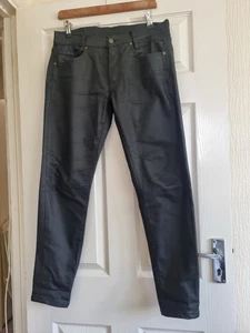 Chevignon Vintage Designer Lederoptik schwarz Hose beschichtet Jeans Selvedge 30 - Bild 1 von 9