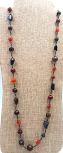 Vintage Artisan Made 32" Genuine Gemstones, Wood & Seed Beads Tribal Necklace - Picture 1 of 5
