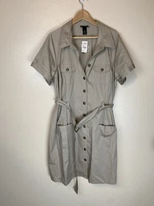 Lane Bryant 20 Shirt Dress Belted Safari Khaki Tan Button Front Career Short - Picture 1 of 5