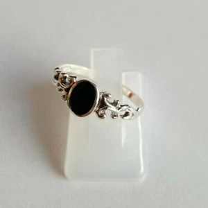 Silberring 925 Silber mit  nachgebildetem Onyx - verspielt, Gr. 49 bis Gr. 62 - Bild 1 von 12