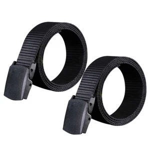 2pcs Canvas Belt Black Nylon Belt Men Belt Reversible Double Grommet Canvas Belt - Picture 1 of 12