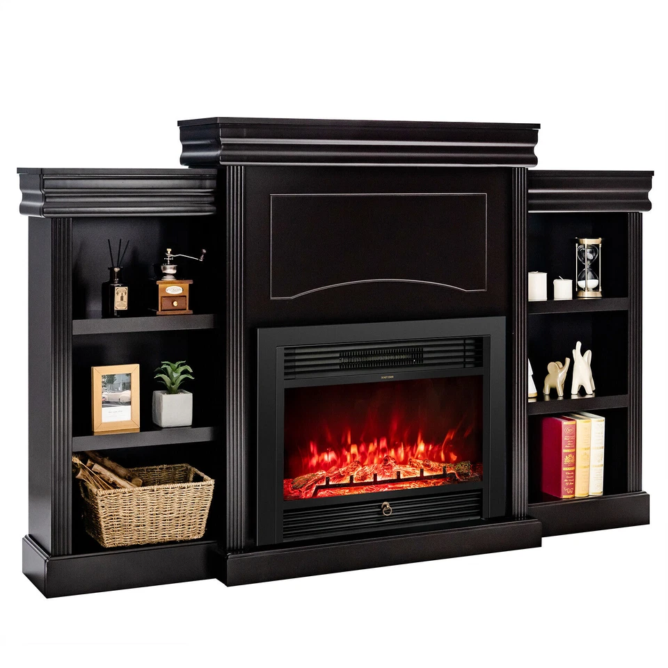 Costway HW66645 70 inch Modern Fireplace TV Stand - Black