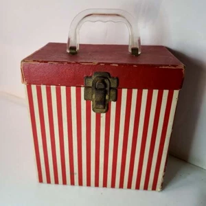 45 Rpm Record Carrying Case 1960s Candy Stripe - Imagen 1 de 10