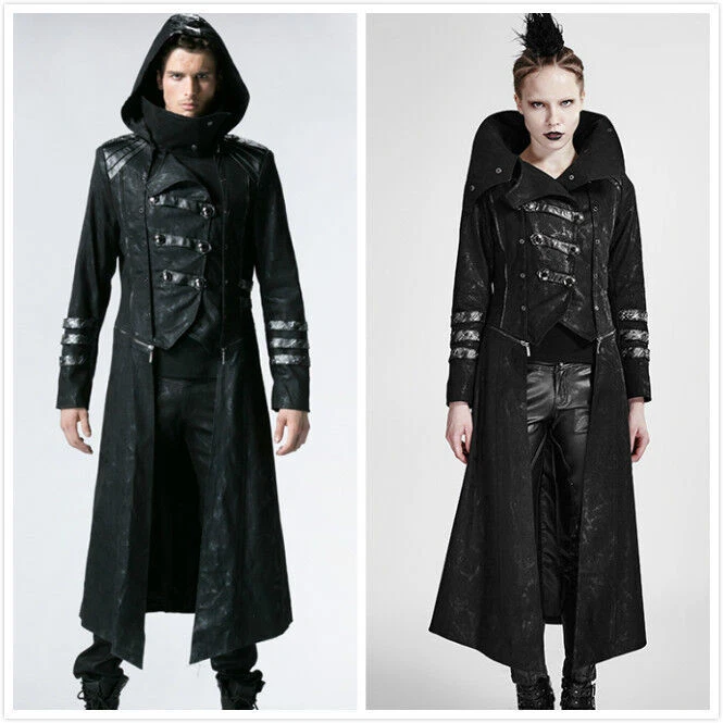 Punk Rave Gothic Motorcycle Gothic Streampunk Rock Long&short Hoodie Jacket Coat - Image 1 of 3