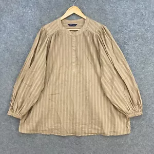 Marks and Spencer Womens Blouse Top Size 18 Brown Long Sleeve Cotton 52822 - Picture 1 of 9